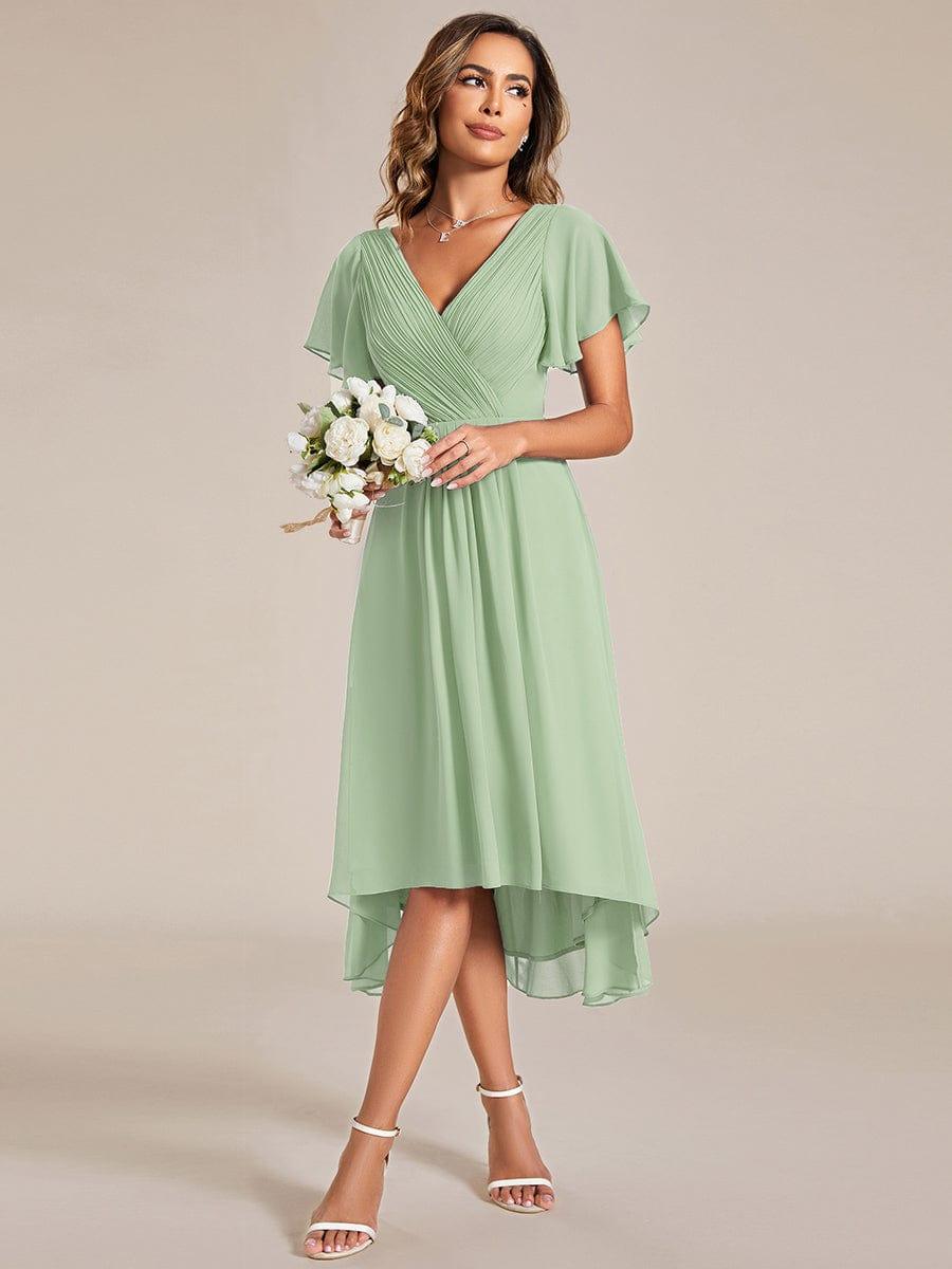 Funkelndes Abendkleid in A-Linie mit Empire-Taille und langen ?rmeln #farbe_Mint Gruen