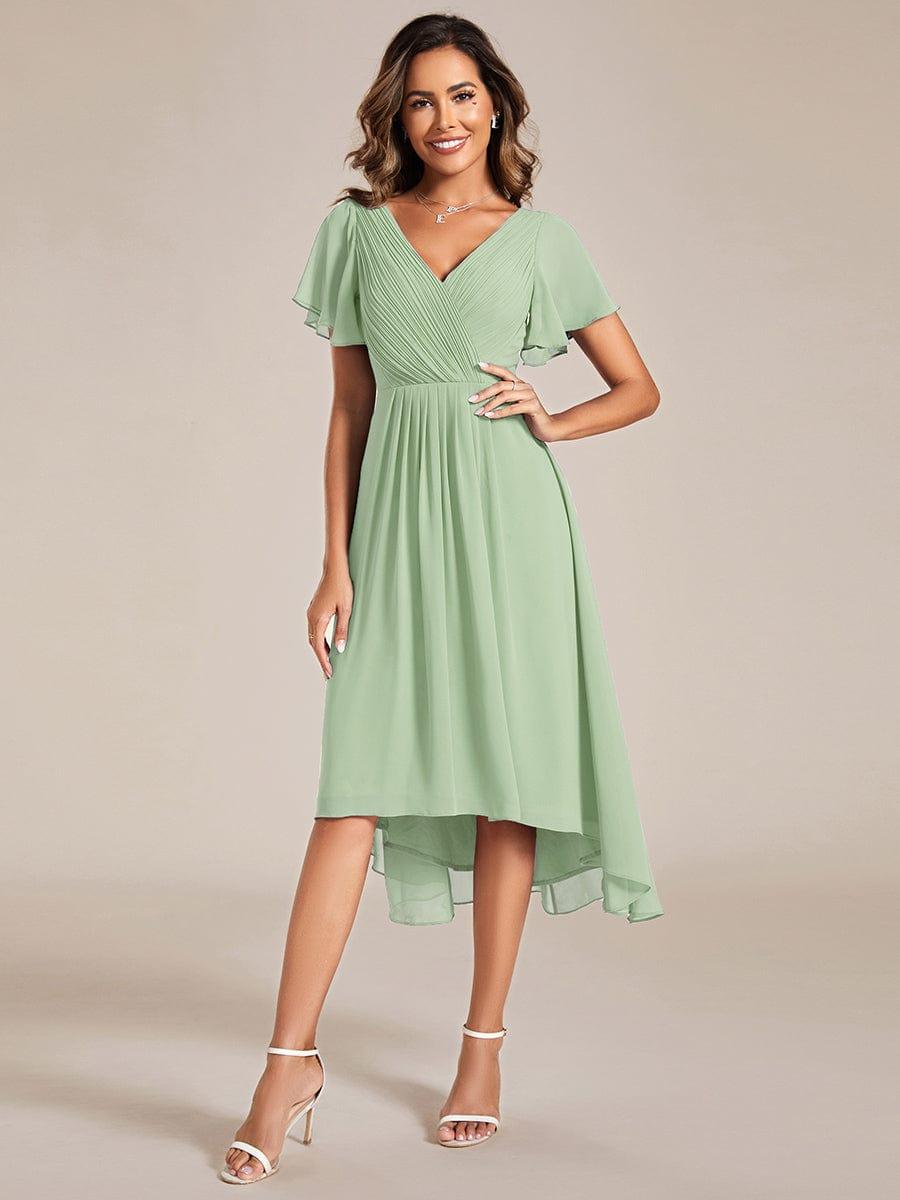 Funkelndes Abendkleid in A-Linie mit Empire-Taille und langen ?rmeln #farbe_Mint Gruen