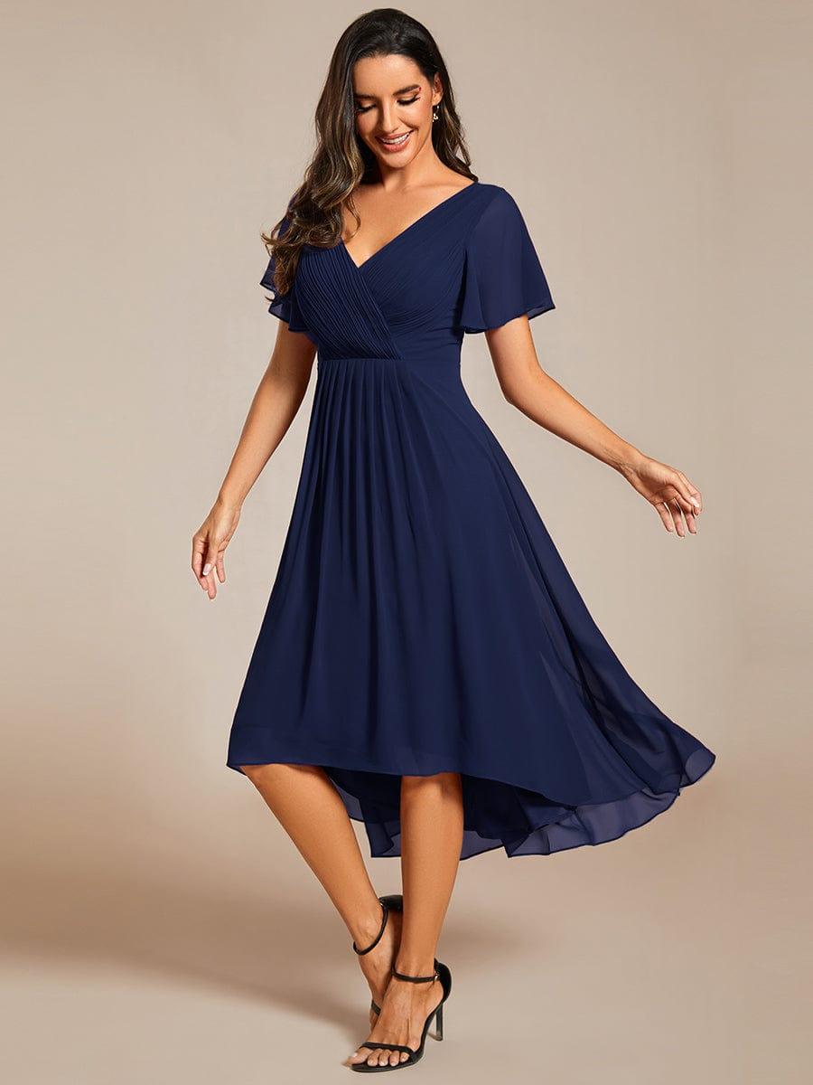 Funkelndes Abendkleid in A-Linie mit Empire-Taille und langen ?rmeln #farbe_Navy Blau