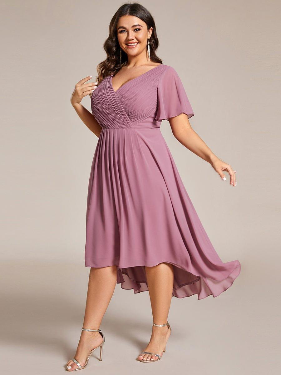 Funkelndes Abendkleid in A-Linie mit Empire-Taille und langen ?rmeln #farbe_Orchid