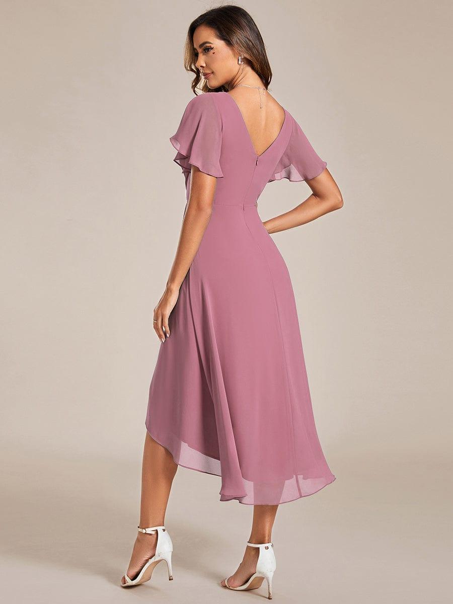 Funkelndes Abendkleid in A-Linie mit Empire-Taille und langen ?rmeln #farbe_Orchid