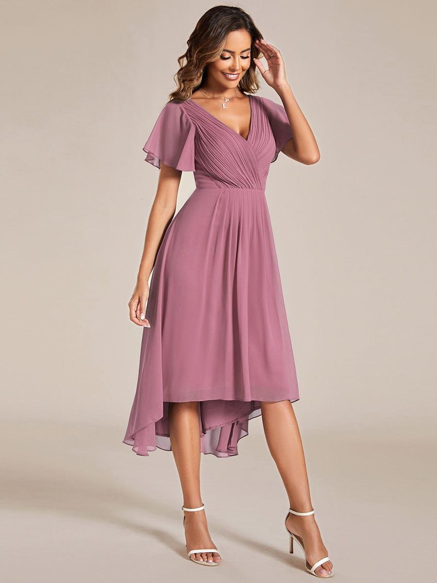 Funkelndes Abendkleid in A-Linie mit Empire-Taille und langen ?rmeln #farbe_Orchid