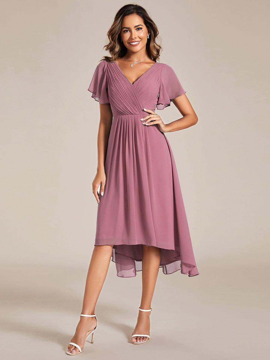 Funkelndes Abendkleid in A-Linie mit Empire-Taille und langen ?rmeln #farbe_Orchid