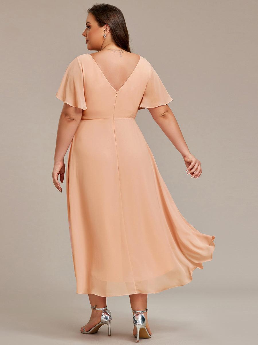 Glitzerndes A-Linien-Abendkleid mit Empire-Taille und langen Laternen?rmeln #farbe_Peach