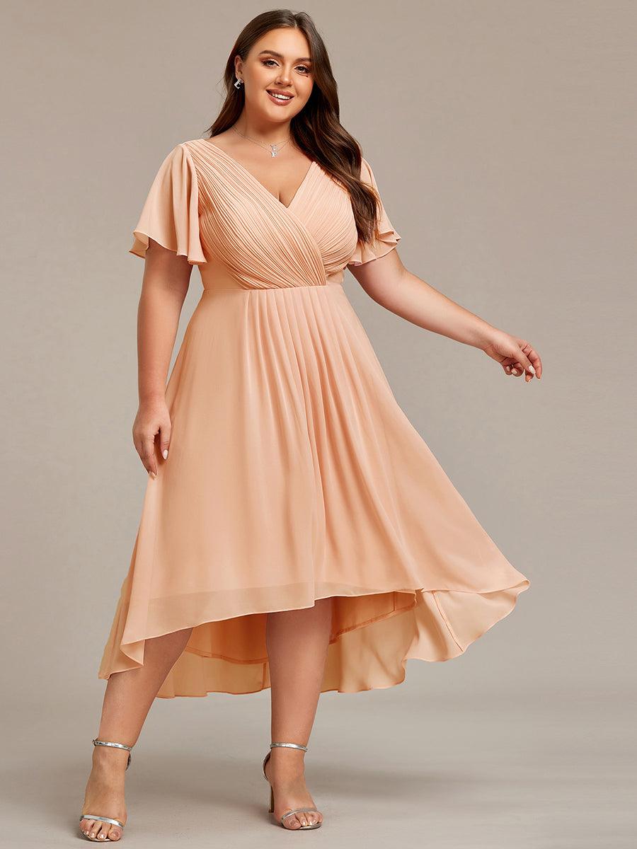 Glitzerndes A-Linien-Abendkleid mit Empire-Taille und langen Laternen?rmeln #farbe_Peach