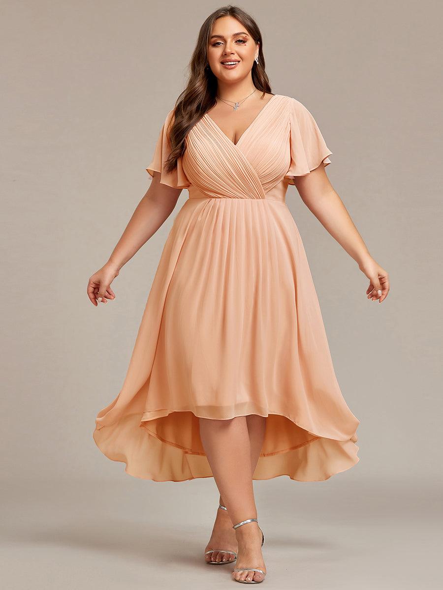Glitzerndes A-Linien-Abendkleid mit Empire-Taille und langen Laternen?rmeln #farbe_Peach