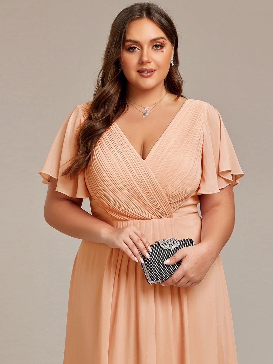 Glitzerndes A-Linien-Abendkleid mit Empire-Taille und langen Laternen?rmeln #farbe_Peach