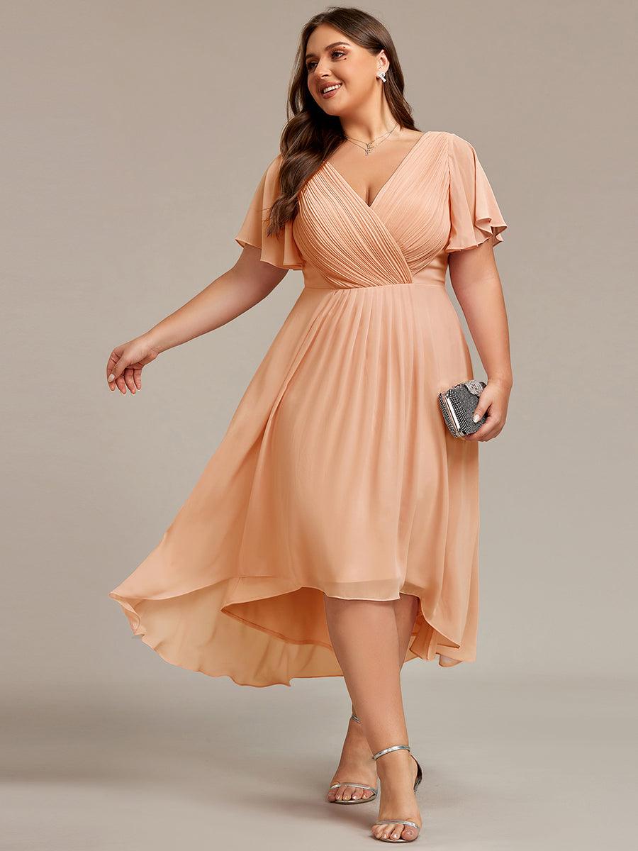 Glitzerndes A-Linien-Abendkleid mit Empire-Taille und langen Laternen?rmeln #farbe_Peach