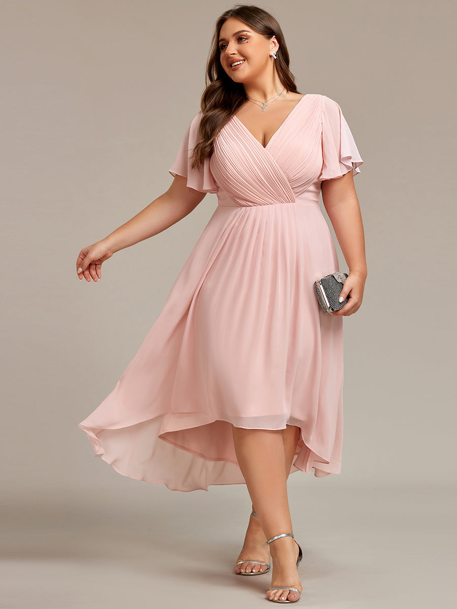 Funkelndes Abendkleid in A-Linie mit Empire-Taille und langen ?rmeln #farbe_Pink
