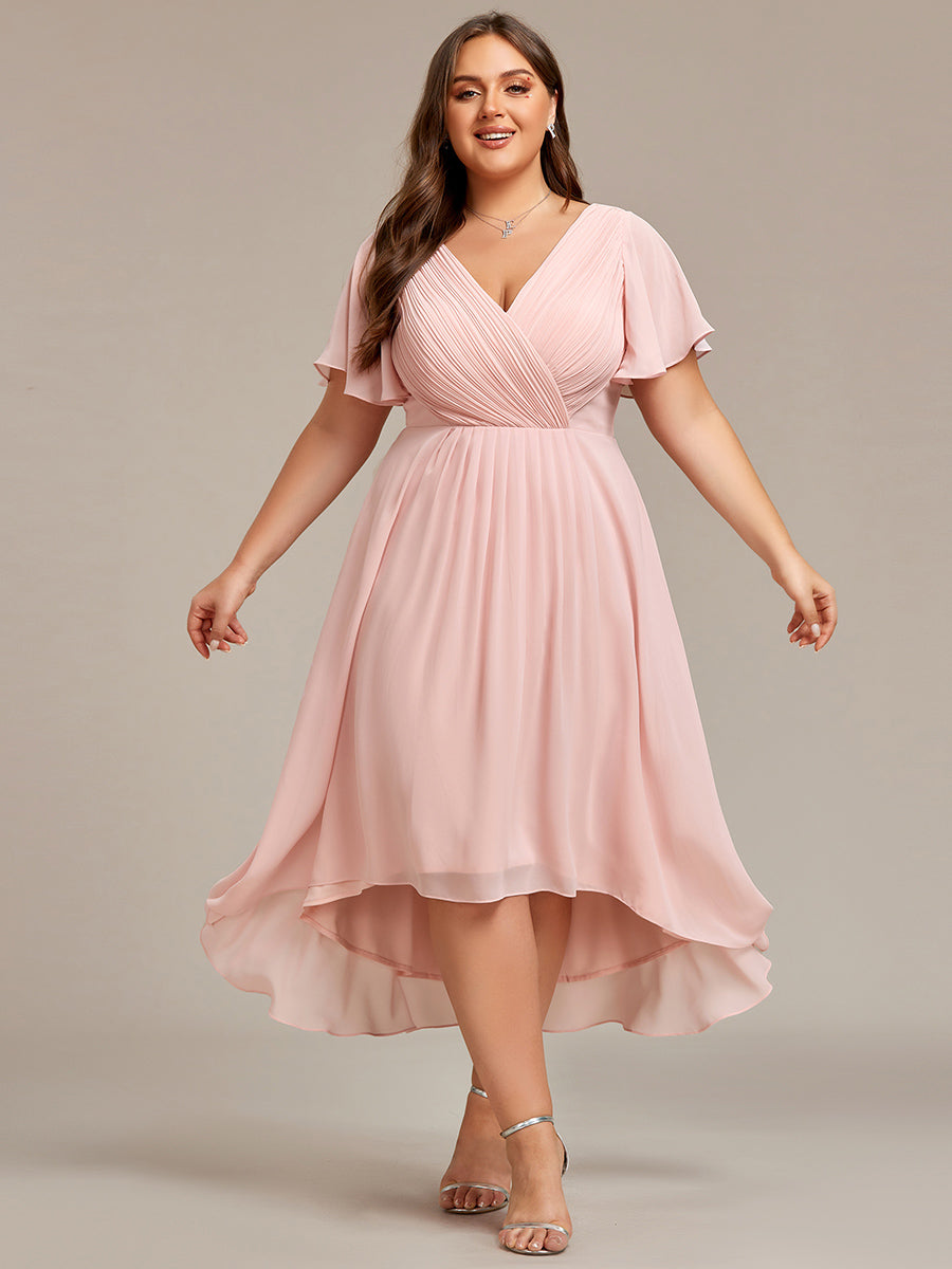 Funkelndes Abendkleid in A-Linie mit Empire-Taille und langen ?rmeln #farbe_Pink