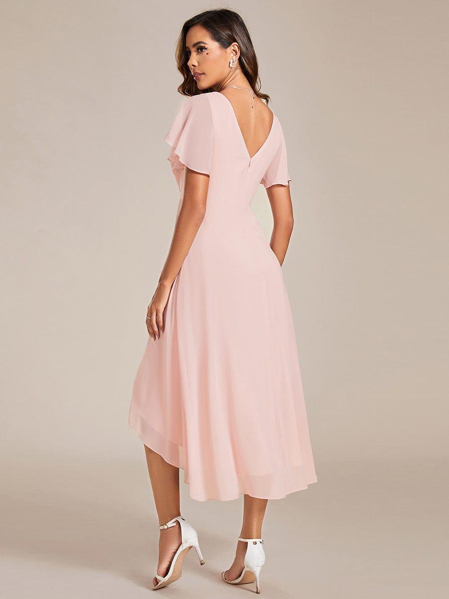 Funkelndes Abendkleid in A-Linie mit Empire-Taille und langen ?rmeln #farbe_Rosa