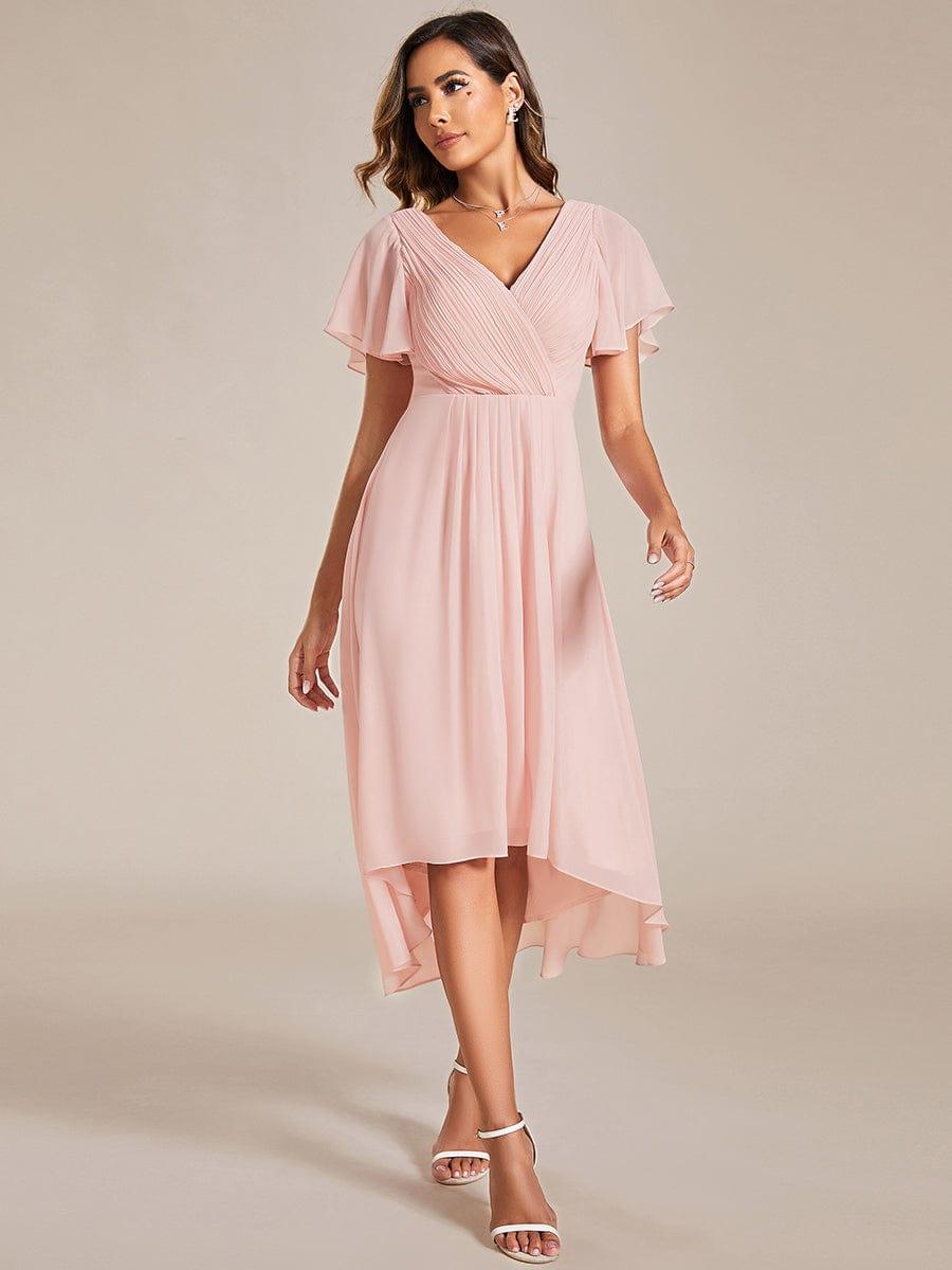 Funkelndes Abendkleid in A-Linie mit Empire-Taille und langen ?rmeln #farbe_Rosa