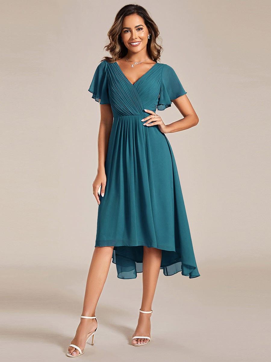 Glitzerndes A-Linien-Abendkleid mit Empire-Taille und langen Laternen?rmeln #farbe_Teal