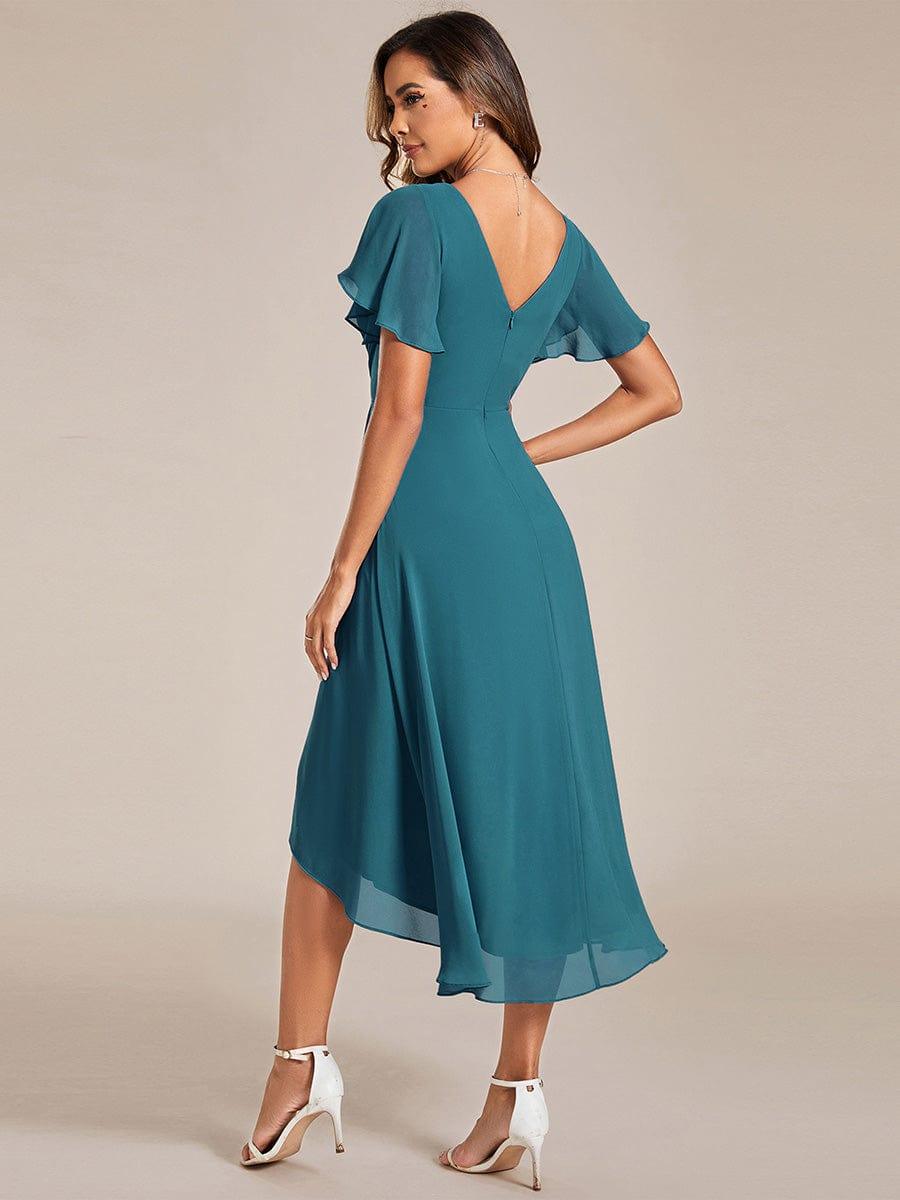 Glitzerndes A-Linien-Abendkleid mit Empire-Taille und langen Laternen?rmeln #farbe_Teal
