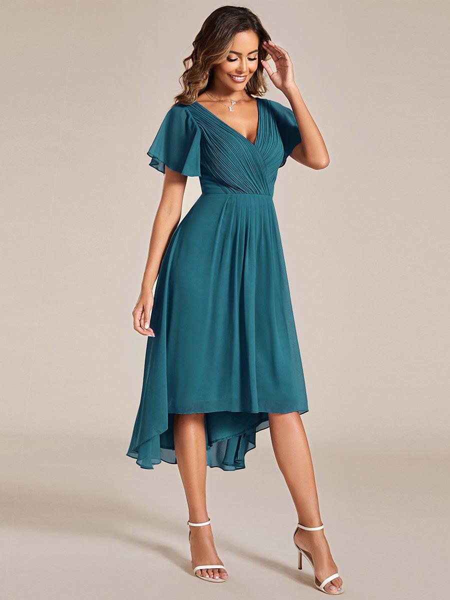 Glitzerndes A-Linien-Abendkleid mit Empire-Taille und langen Laternen?rmeln #farbe_Teal