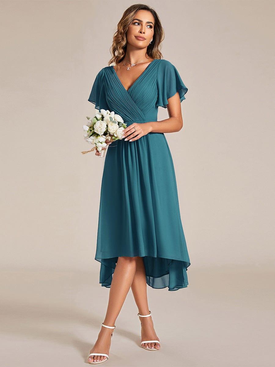 Glitzerndes A-Linien-Abendkleid mit Empire-Taille und langen Laternen?rmeln #farbe_Teal