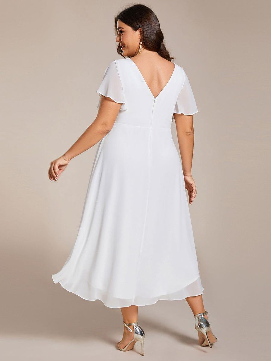 Funkelndes Abendkleid in A-Linie mit Empire-Taille und langen ?rmeln #farbe_Weiss