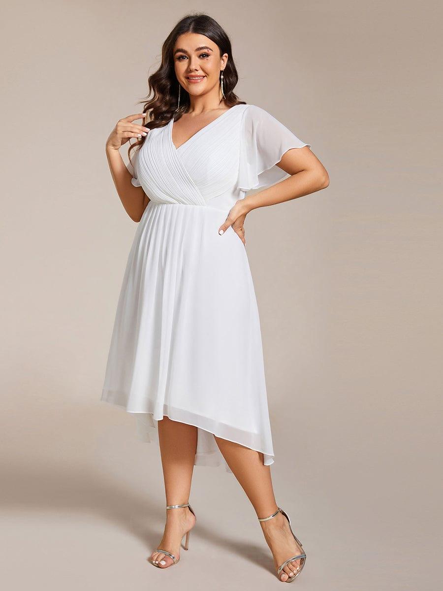 Funkelndes Abendkleid in A-Linie mit Empire-Taille und langen ?rmeln #farbe_Weiss