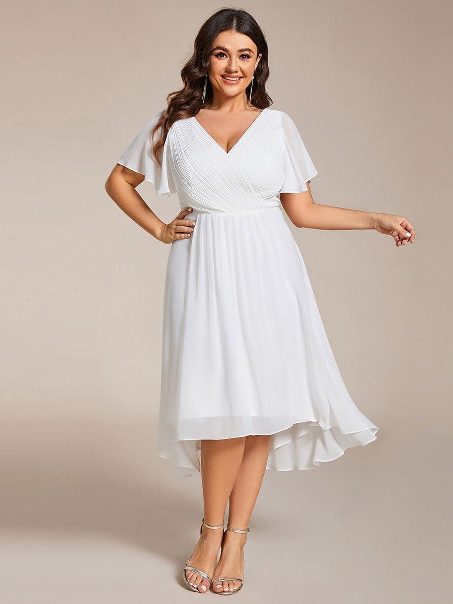 Funkelndes Abendkleid in A-Linie mit Empire-Taille und langen ?rmeln #farbe_Weiss