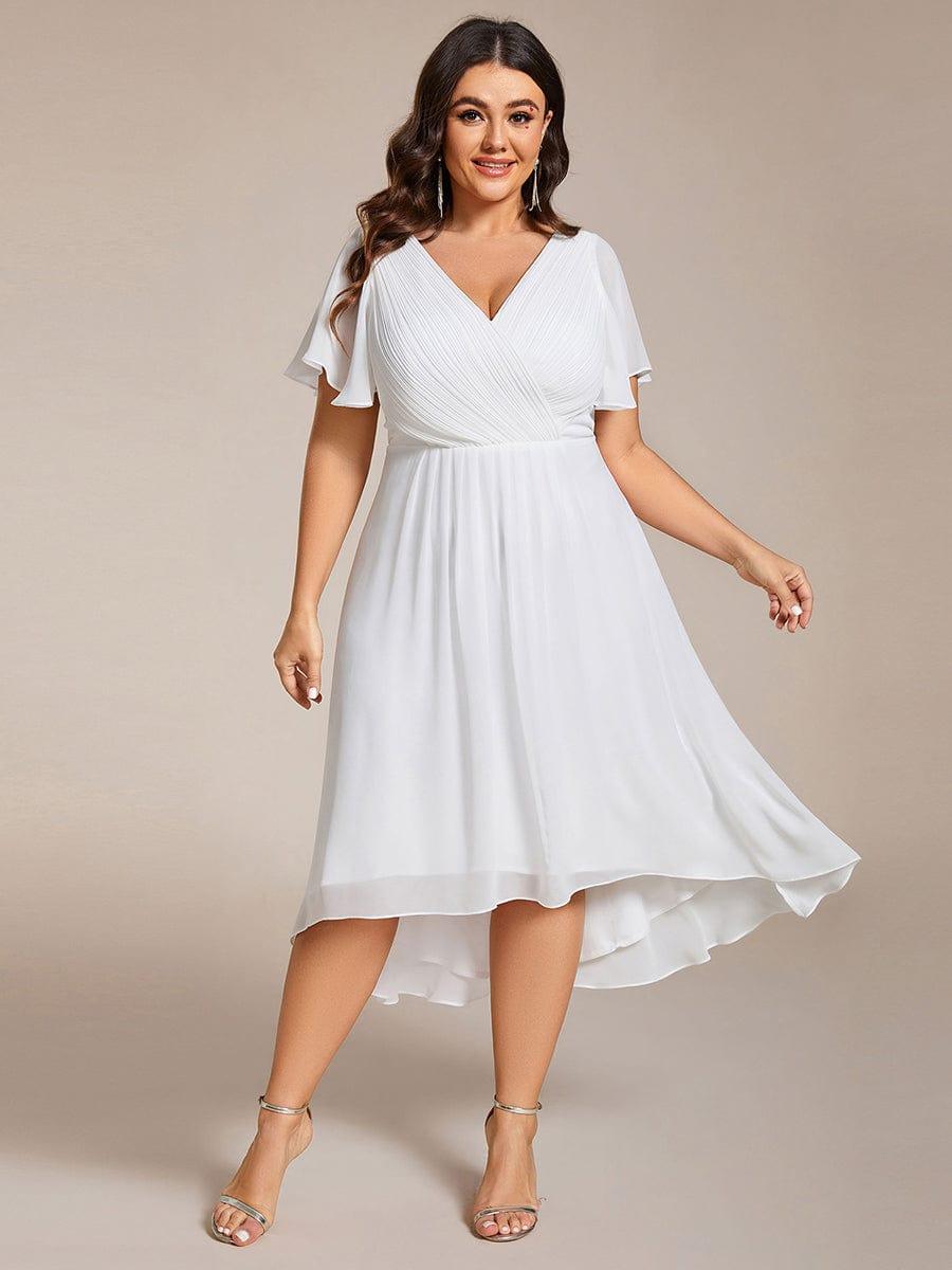 Funkelndes Abendkleid in A-Linie mit Empire-Taille und langen ?rmeln #farbe_Weiss