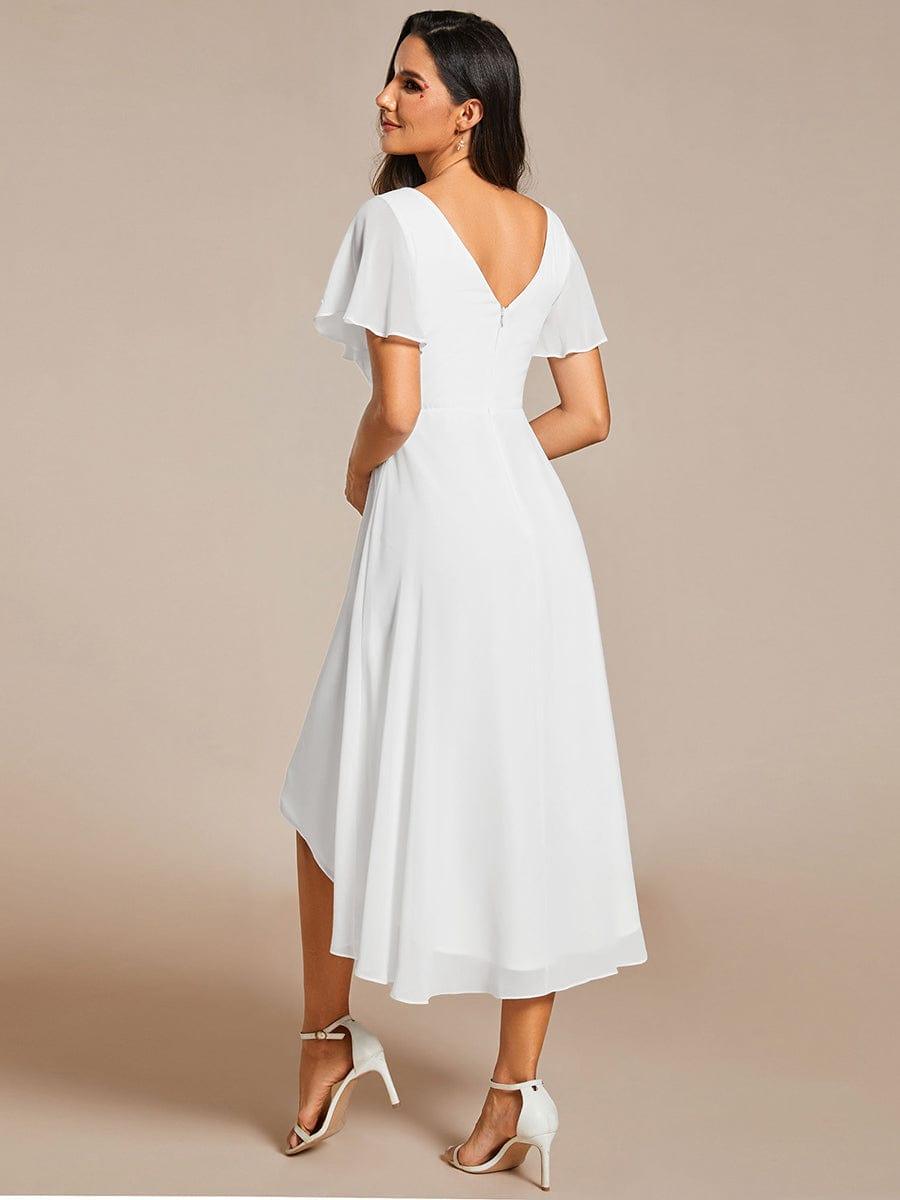 Funkelndes Abendkleid in A-Linie mit Empire-Taille und langen ?rmeln #farbe_Weiss