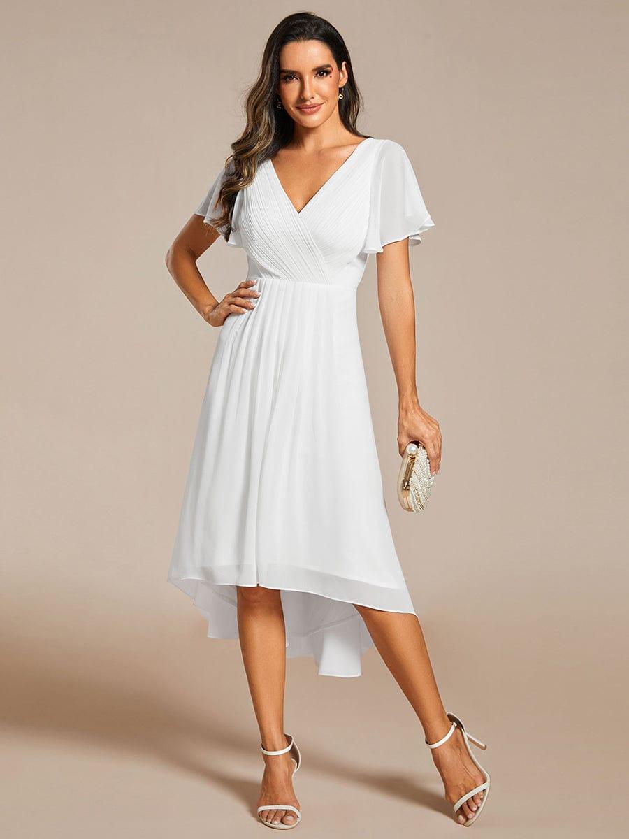 Funkelndes Abendkleid in A-Linie mit Empire-Taille und langen ?rmeln #farbe_Weiss