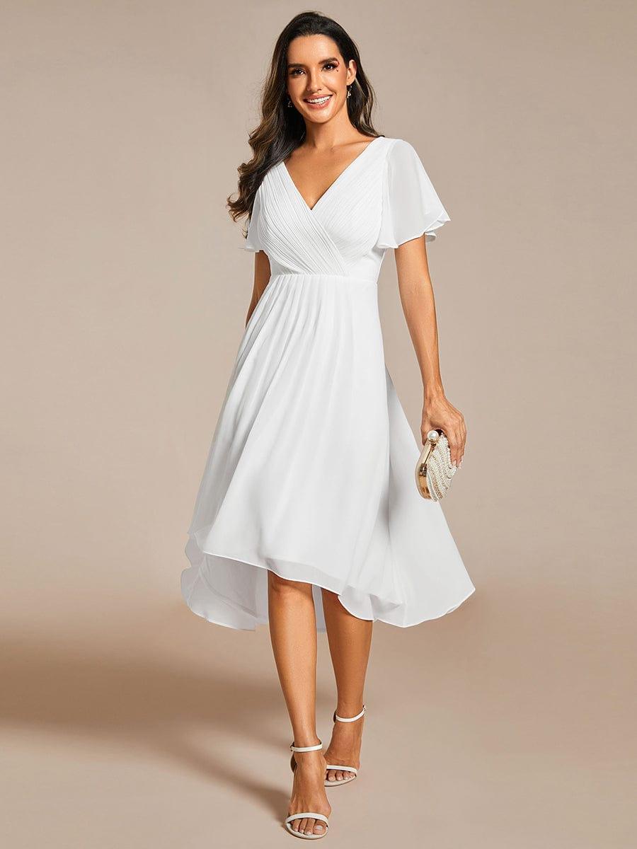 Funkelndes Abendkleid in A-Linie mit Empire-Taille und langen ?rmeln #farbe_Weiss