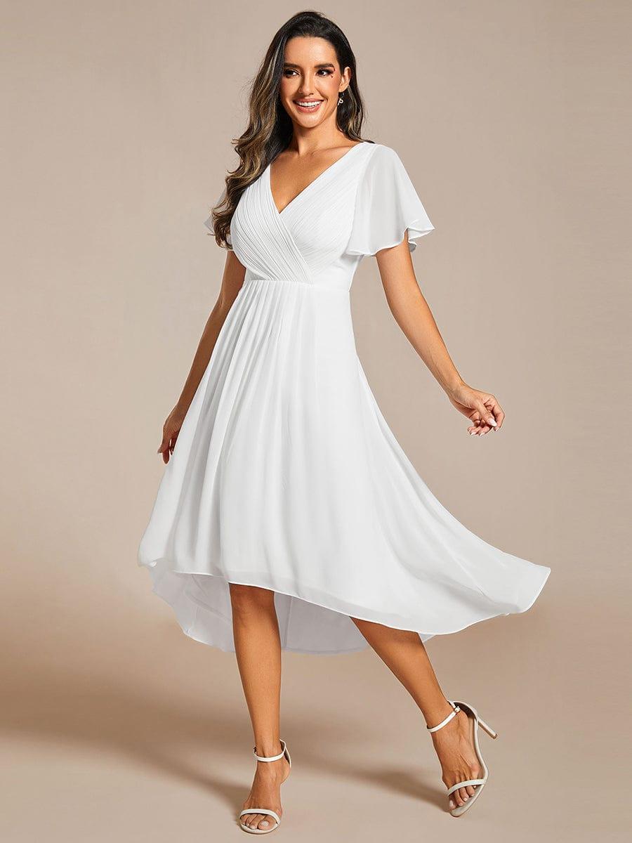 Funkelndes Abendkleid in A-Linie mit Empire-Taille und langen ?rmeln #farbe_Weiss