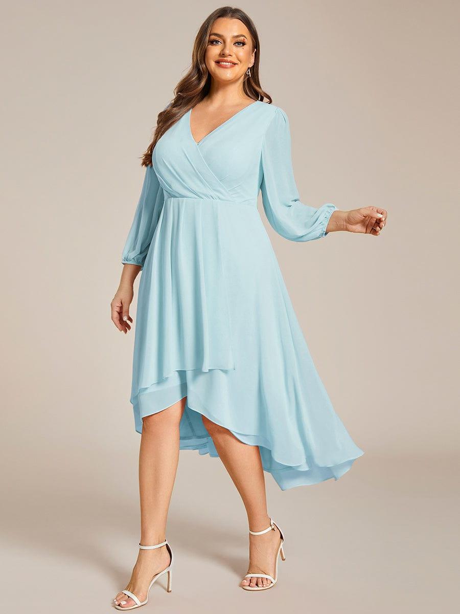 Glitzerndes A-Linien-Abendkleid mit Empire-Taille und langen Laternen?rmeln #farbe_Blau