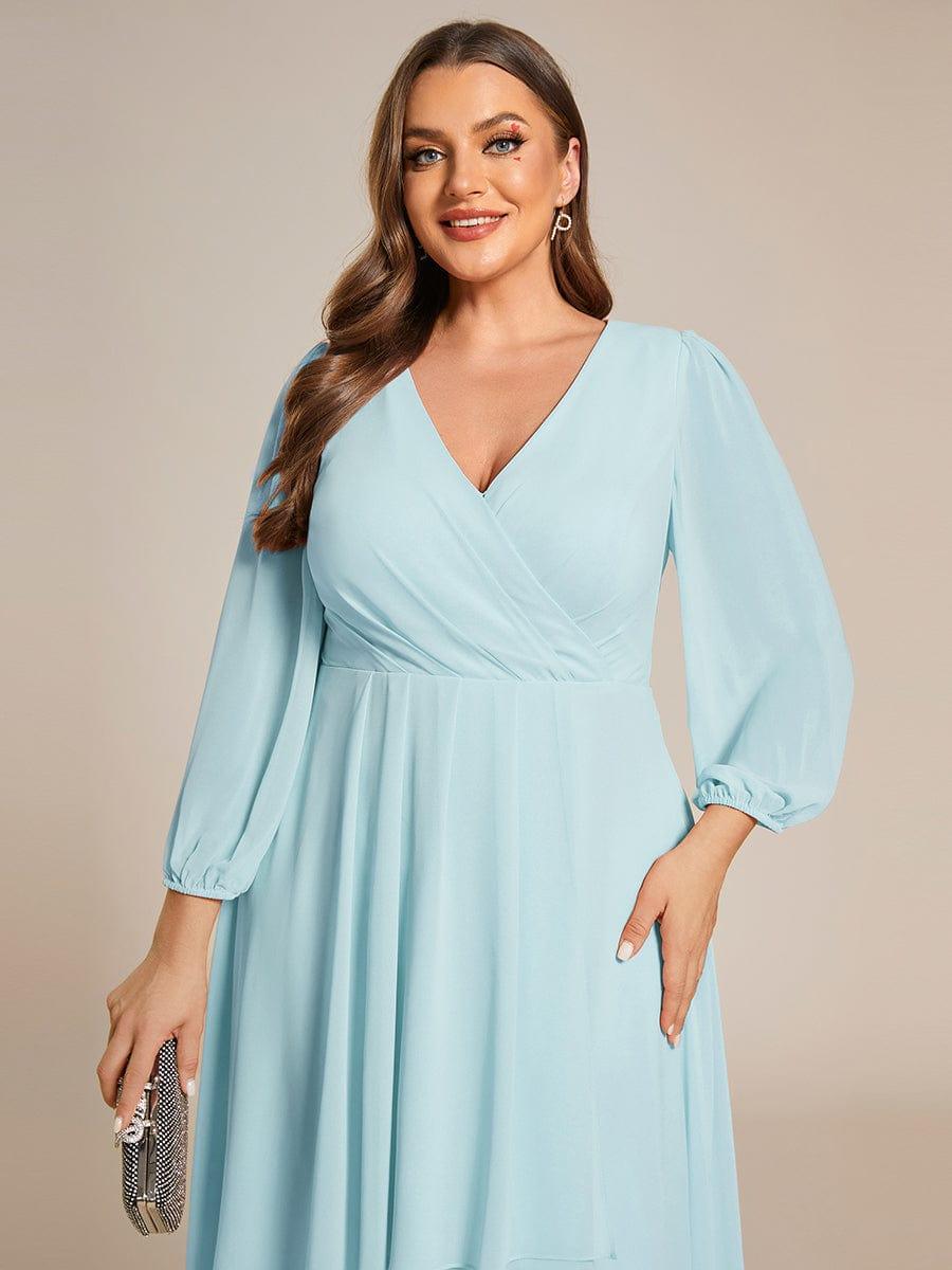 Glitzerndes A-Linien-Abendkleid mit Empire-Taille und langen Laternen?rmeln #farbe_Blau