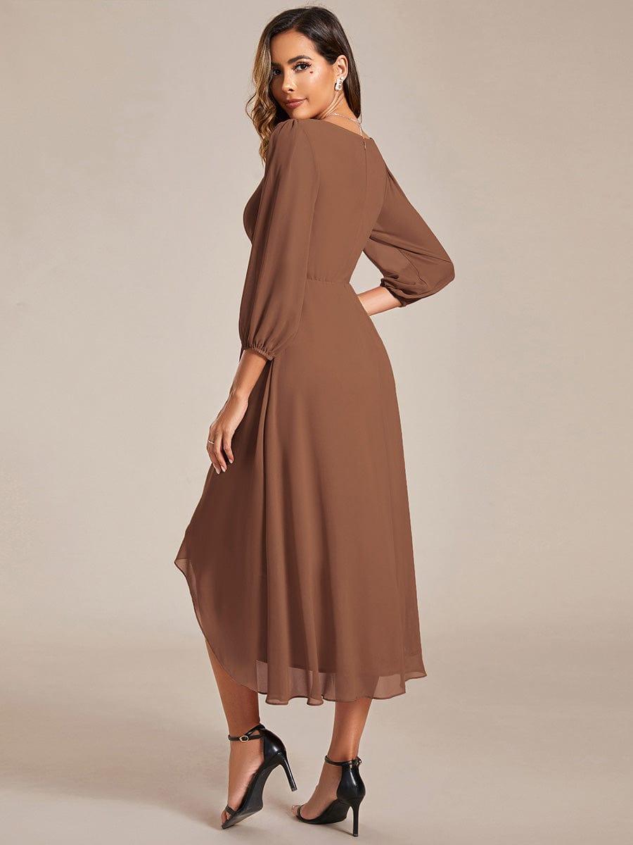 Glitzerndes A-Linien-Abendkleid mit Empire-Taille und langen Laternen?rmeln #farbe_Braun
