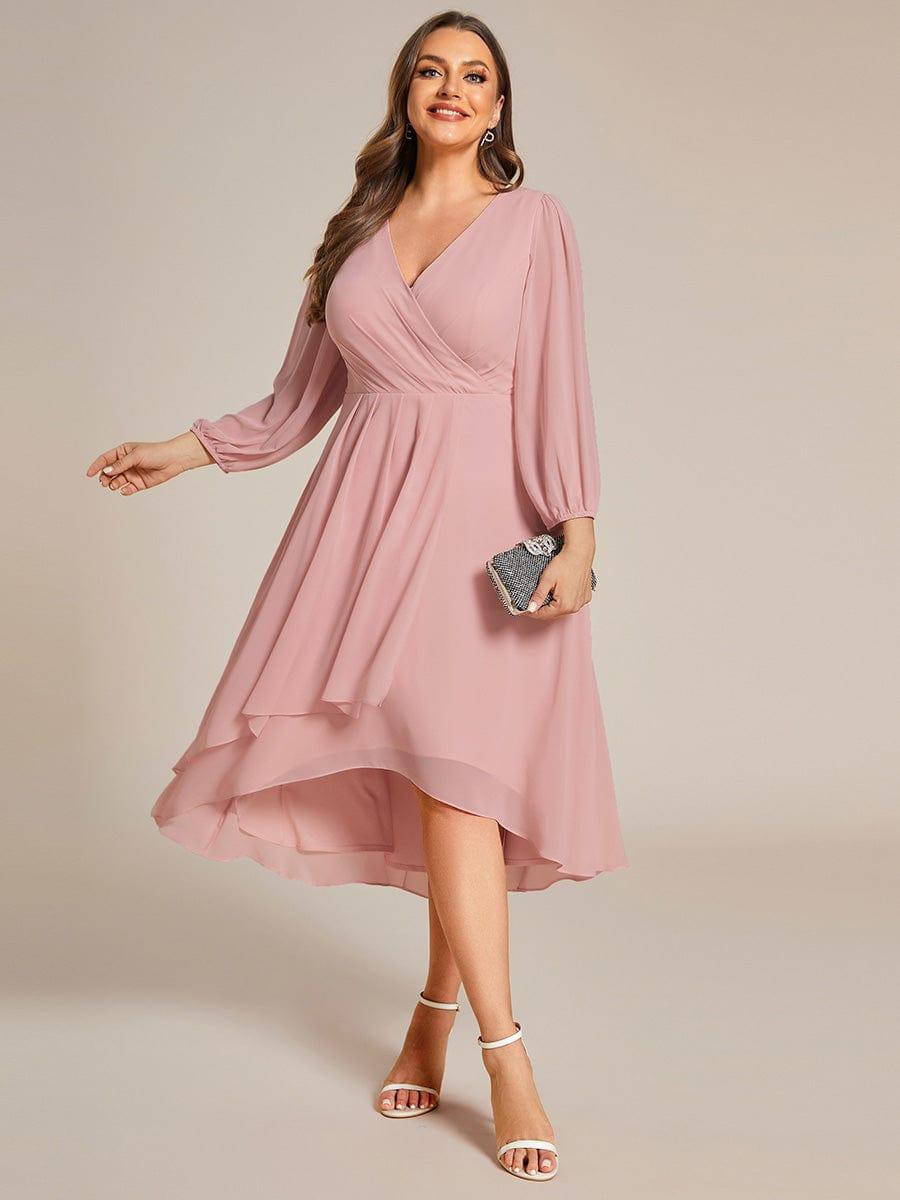 Glitzerndes A-Linien-Abendkleid mit Empire-Taille und langen Laternen?rmeln #farbe_Dusty Rose