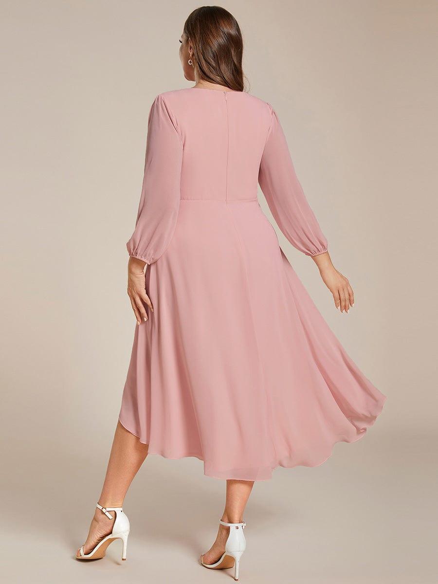 Glitzerndes A-Linien-Abendkleid mit Empire-Taille und langen Laternen?rmeln #farbe_Dusty Rose