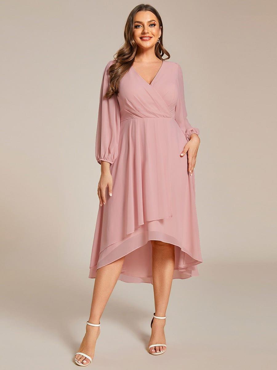 Glitzerndes A-Linien-Abendkleid mit Empire-Taille und langen Laternen?rmeln #farbe_Dusty Rose