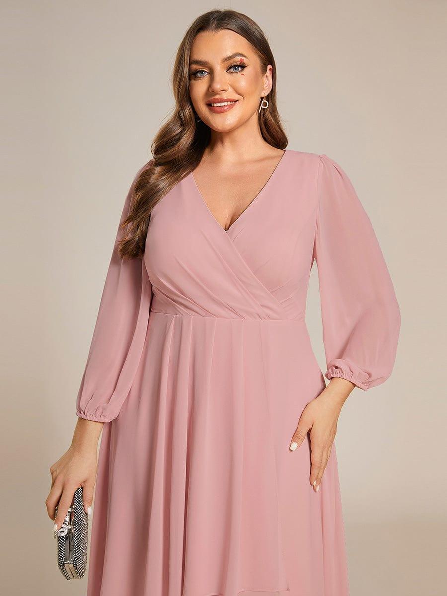 Glitzerndes A-Linien-Abendkleid mit Empire-Taille und langen Laternen?rmeln #farbe_Dusty Rose