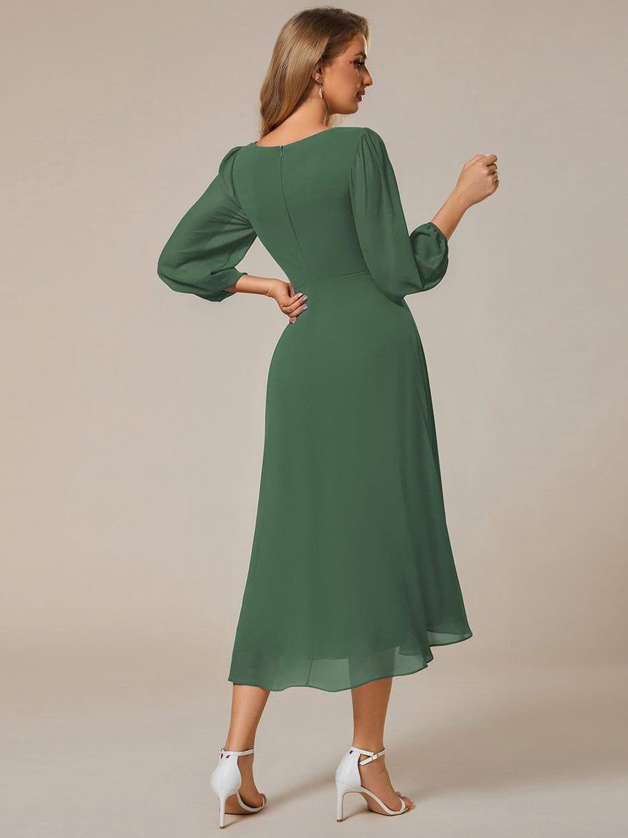 Glitzerndes A-Linien-Abendkleid mit Empire-Taille und langen Laternen?rmeln #farbe_Eukalyptus Gr¨¹n