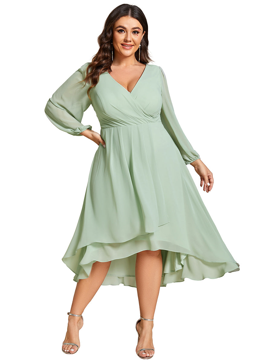 Robe d'invit¨¦ de mariage trap¨¨ze en mousseline fluide ¨¤ encolure ronde et longueur au genou #farbe_Mintgrün