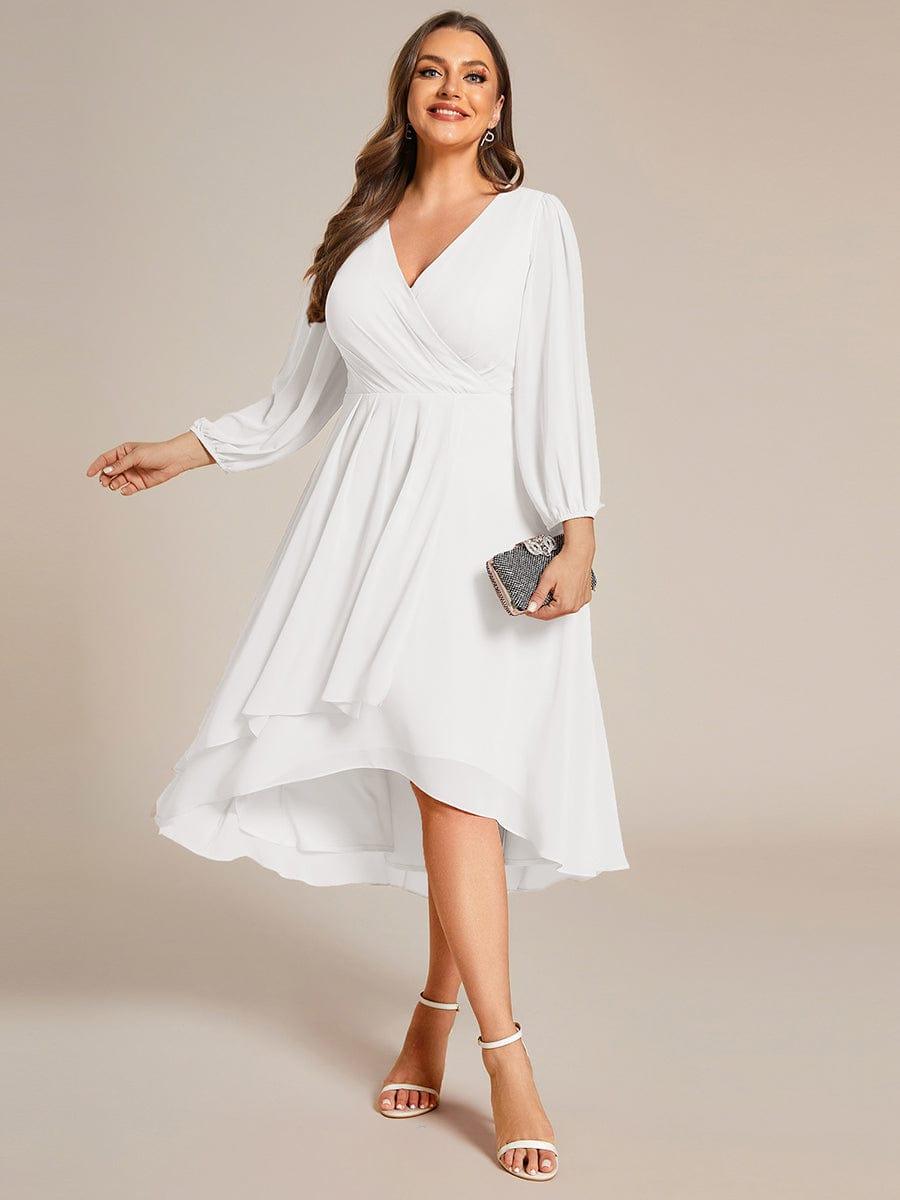 Glitzerndes A-Linien-Abendkleid mit Empire-Taille und langen Laternen?rmeln #farbe_Weiss