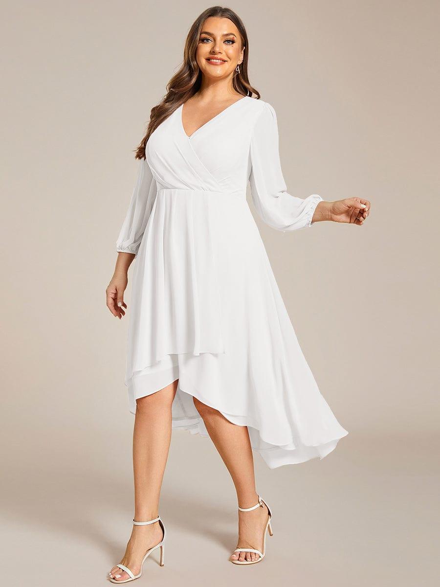 Glitzerndes A-Linien-Abendkleid mit Empire-Taille und langen Laternen?rmeln #farbe_Weiss