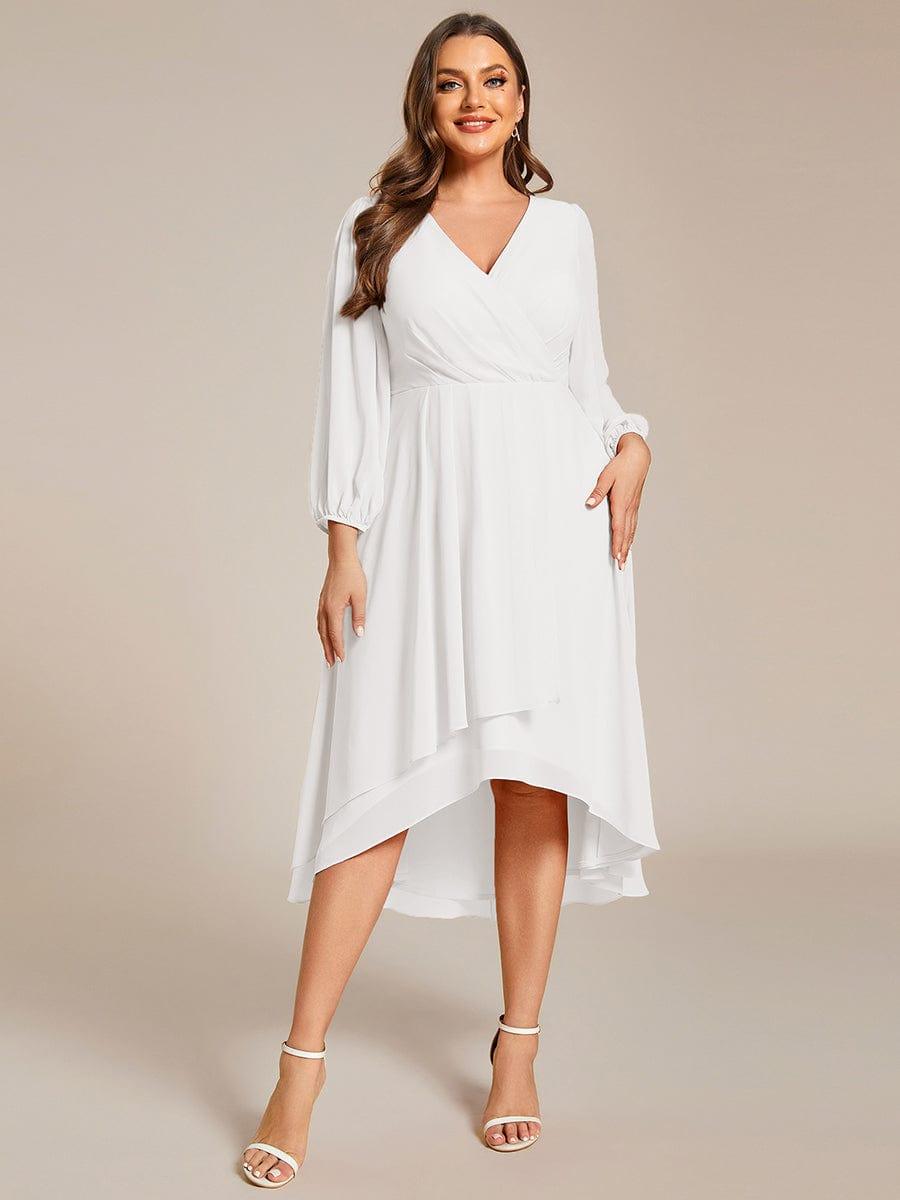 Glitzerndes A-Linien-Abendkleid mit Empire-Taille und langen Laternen?rmeln #farbe_Weiss