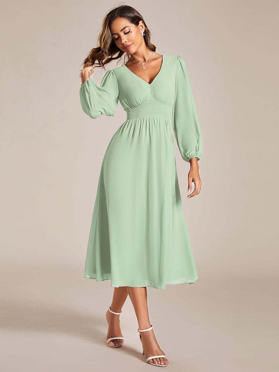 Glitzerndes A-Linien-Abendkleid mit Empire-Taille und langen Laternen?rmeln #farbe_Mint Gruen
