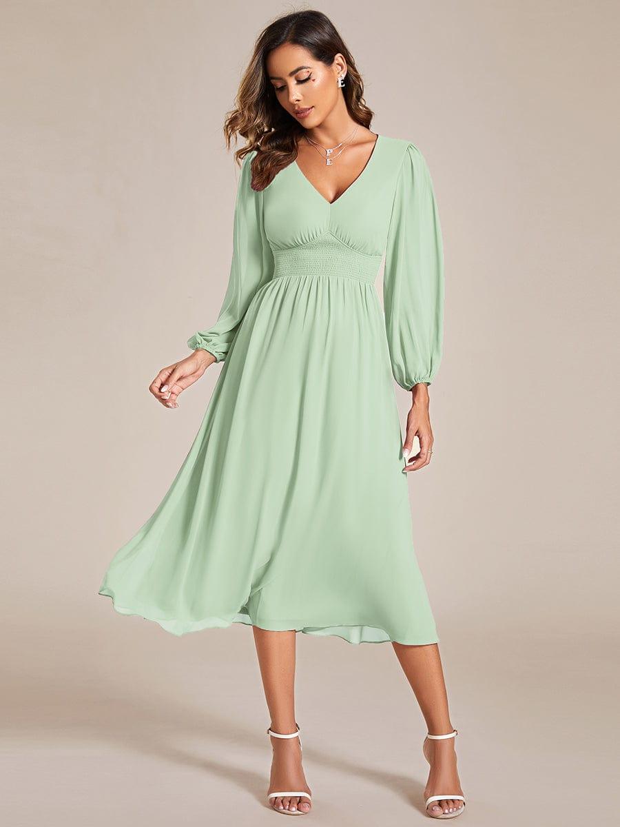Glitzerndes A-Linien-Abendkleid mit Empire-Taille und langen Laternen?rmeln #farbe_Mint Gruen