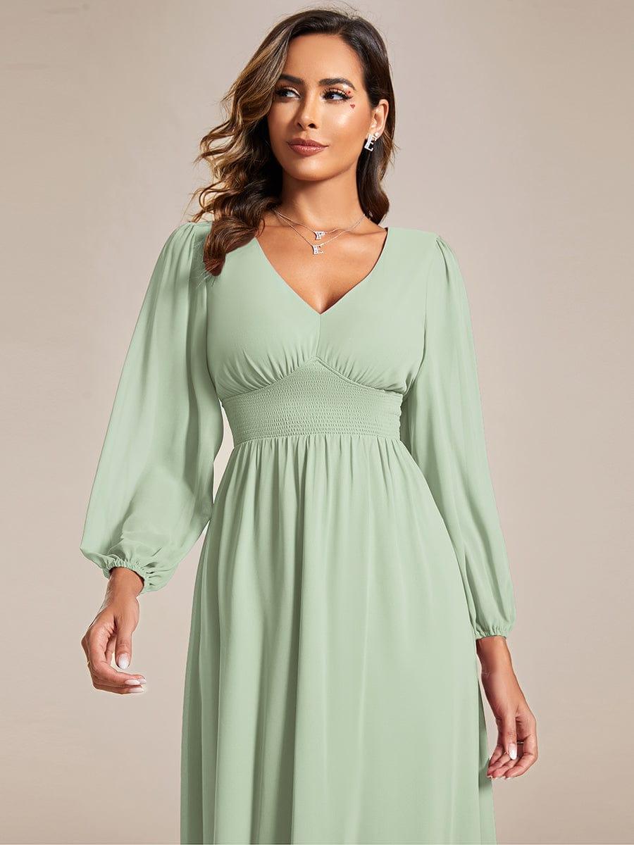 Glitzerndes A-Linien-Abendkleid mit Empire-Taille und langen Laternen?rmeln #farbe_Mint Gruen