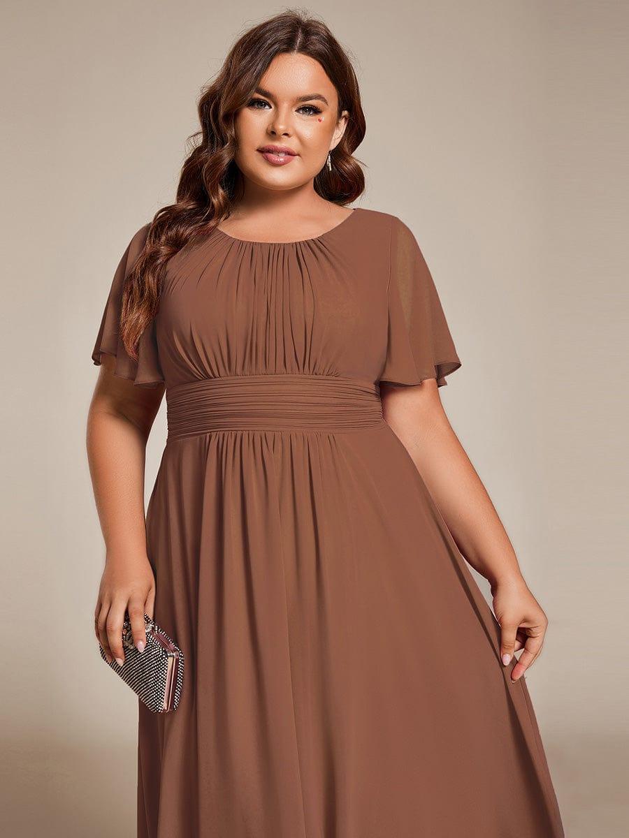 Glitzerndes A-Linien-Abendkleid mit Empire-Taille und langen Laternen?rmeln #farbe_Braun