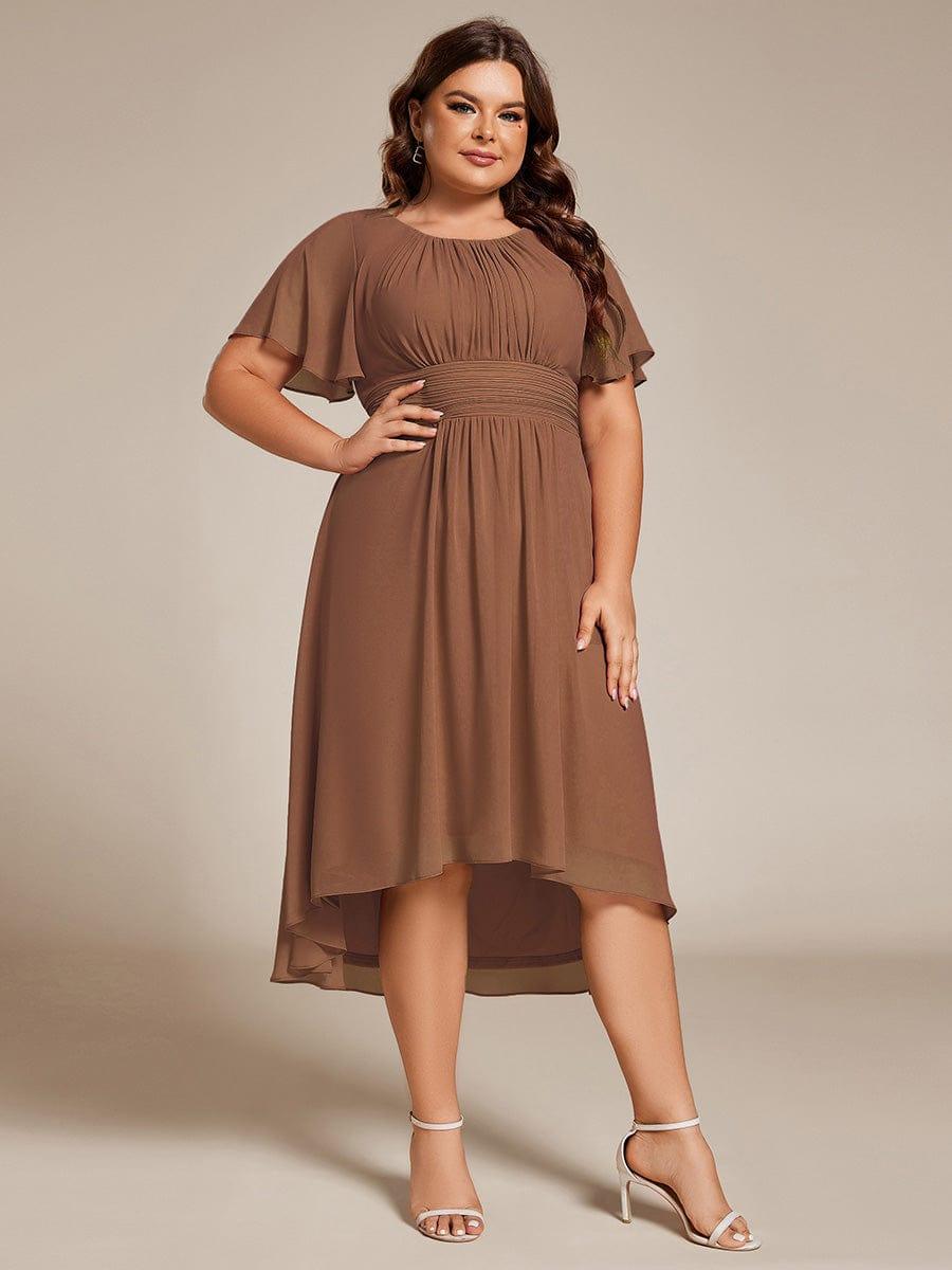Glitzerndes A-Linien-Abendkleid mit Empire-Taille und langen Laternen?rmeln #farbe_Braun