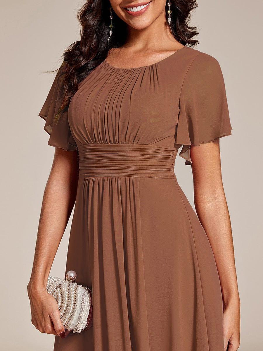 Glitzerndes A-Linien-Abendkleid mit Empire-Taille und langen Laternen?rmeln #farbe_Braun