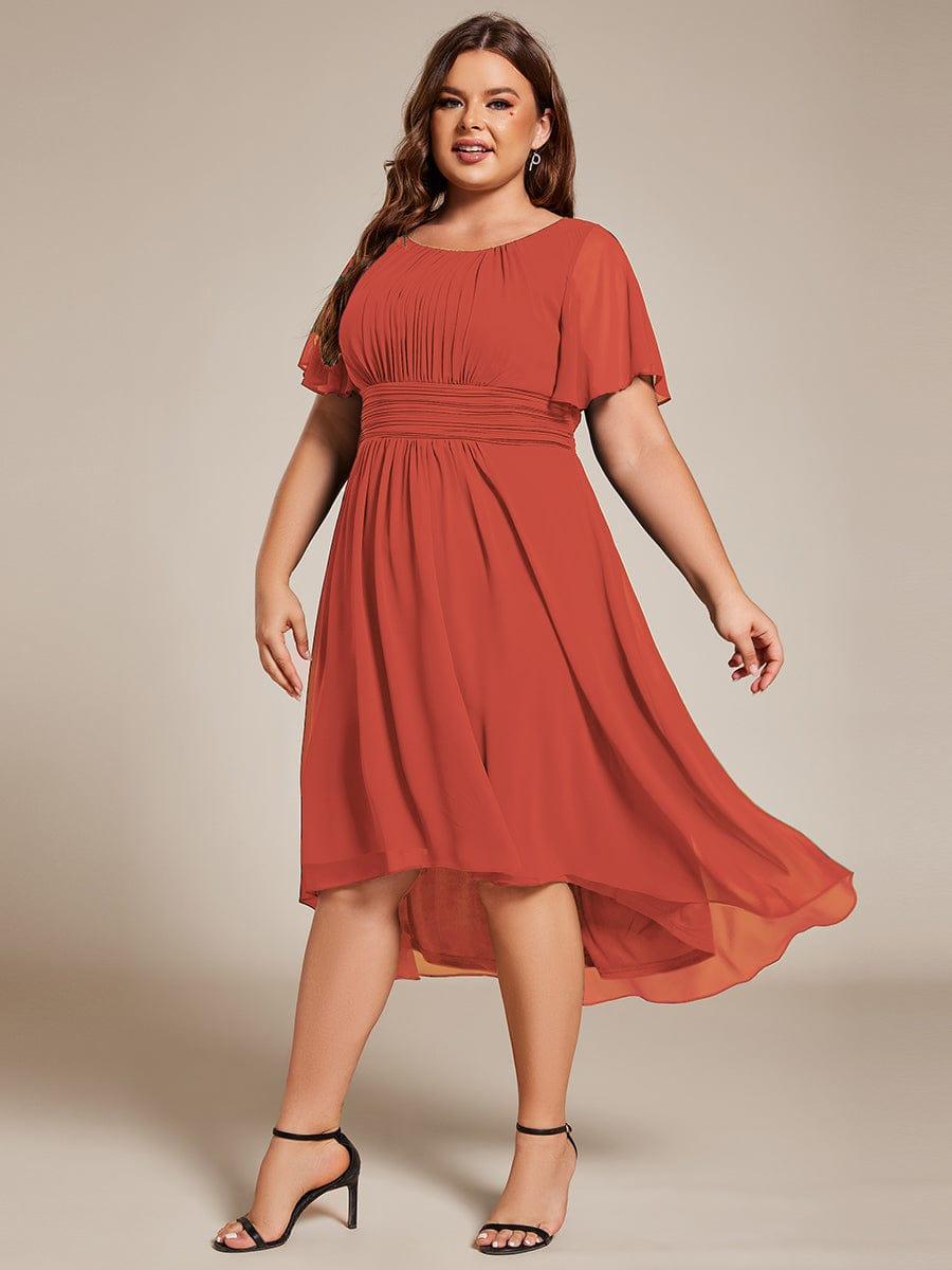 Glitzerndes A-Linien-Abendkleid mit Empire-Taille und langen Laternen?rmeln #farbe_Gebrannte Orange