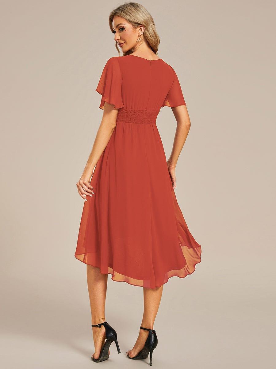 Glitzerndes A-Linien-Abendkleid mit Empire-Taille und langen Laternen?rmeln #farbe_Gebrannte Orange