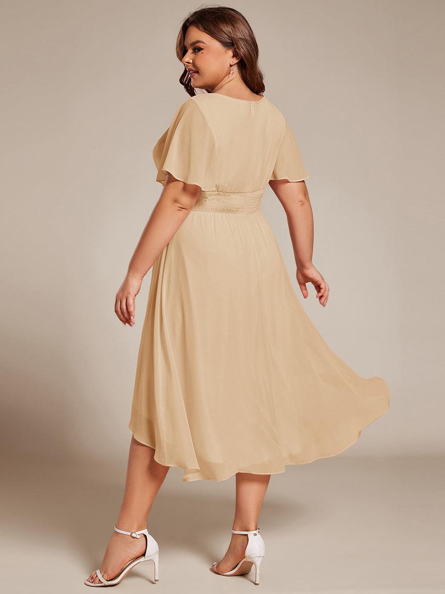 Glitzerndes A-Linien-Abendkleid mit Empire-Taille und langen Laternen?rmeln #farbe_Champagner