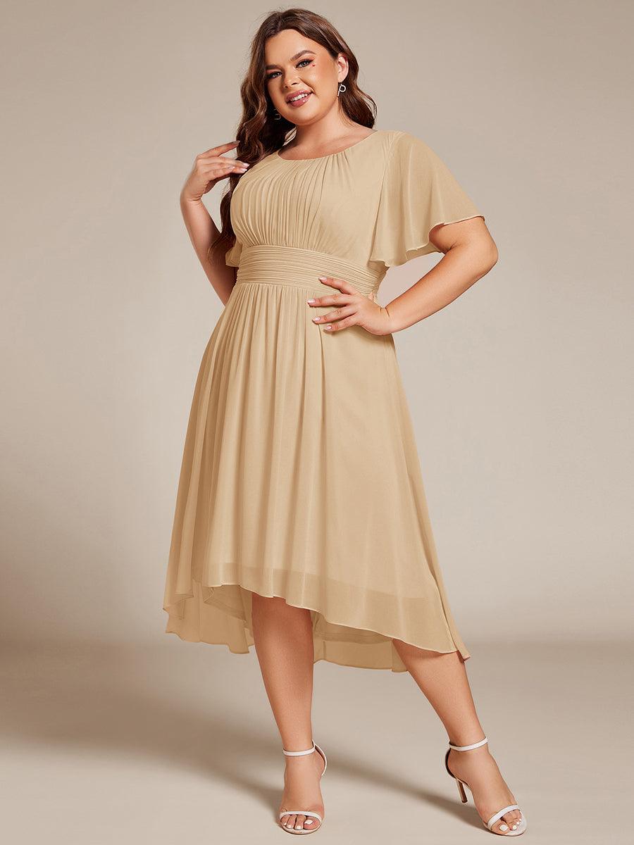 Glitzerndes A-Linien-Abendkleid mit Empire-Taille und langen Laternen?rmeln #farbe_Champagner
